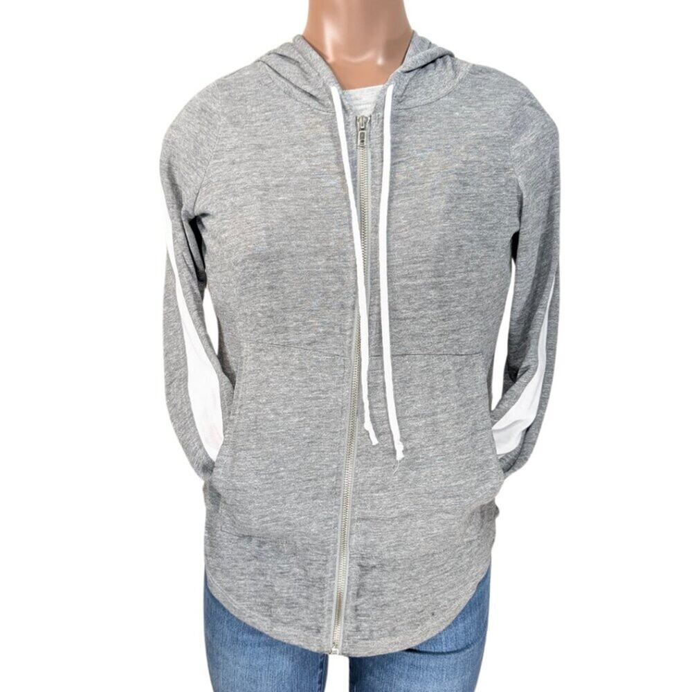 Chaser Women's Small Lightweight Gray Stripe Cotton Poly Full Zip Hoodie